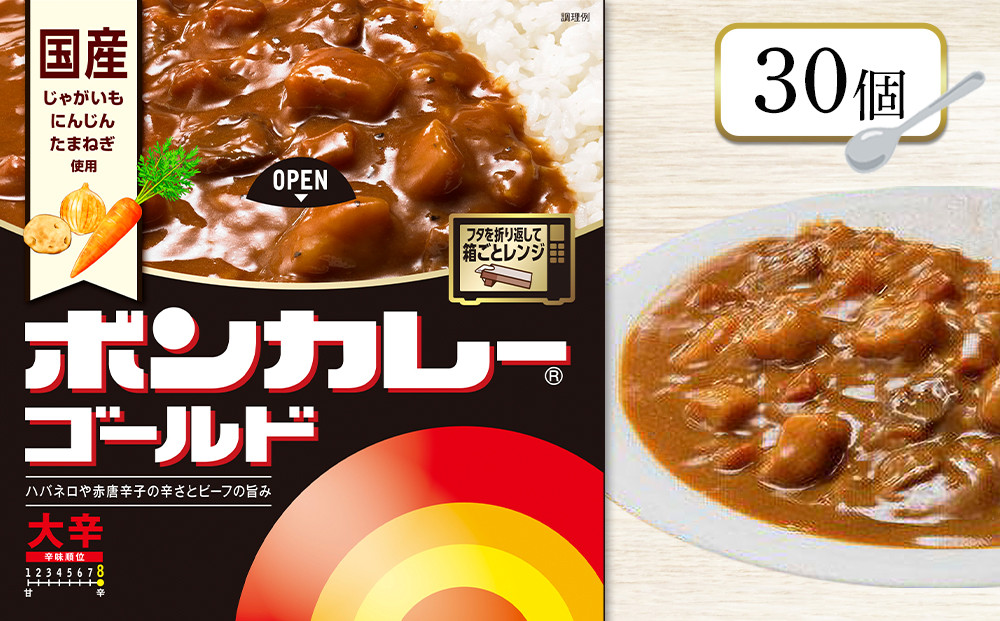 ボンカレーゴールド（大辛）30個【レトルトカレー&nbsp;レトルト&nbsp;カレー&nbsp;非常食&nbsp;保存食&nbsp;長期保存&nbsp;防災食&nbsp;備蓄食&nbsp;災害用品&nbsp;災害用保存食&nbsp;防災グッズ&nbsp;防災用品】