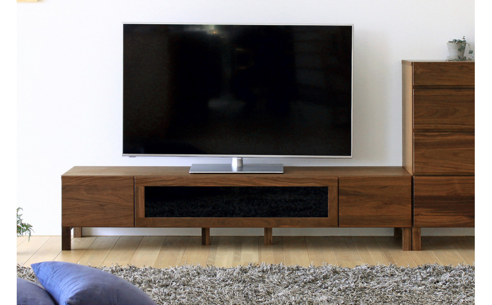 【開梱設置】高野木工 LECCE レッチェ 164TVボード ウォルナット  (黒ガラス) 【10年保証】