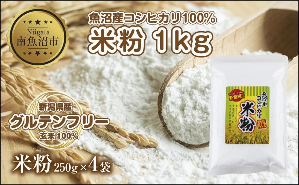 米粉 250g×4袋 計1kg 魚沼産  コシヒカリ  白米粉 アレルギー グルテンフリー 小麦粉不使用 お取り寄せ 製菓材料 パン作り 製菓 送料無料 コパフーズ 新潟県 南魚沼市