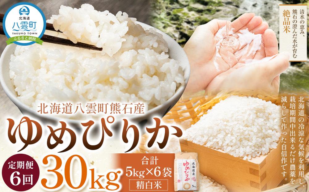 先行予約【6回定期便】北海道八雲町熊石産 令和6年産ゆめぴりか 5kg(24年10月上旬～発送開始) 【 北海道八雲町熊石産 ゆめぴりか 5kg 精白米 米 お米 おこめ コメ こめ おうちごはん 家庭用 八雲町 北海道 】