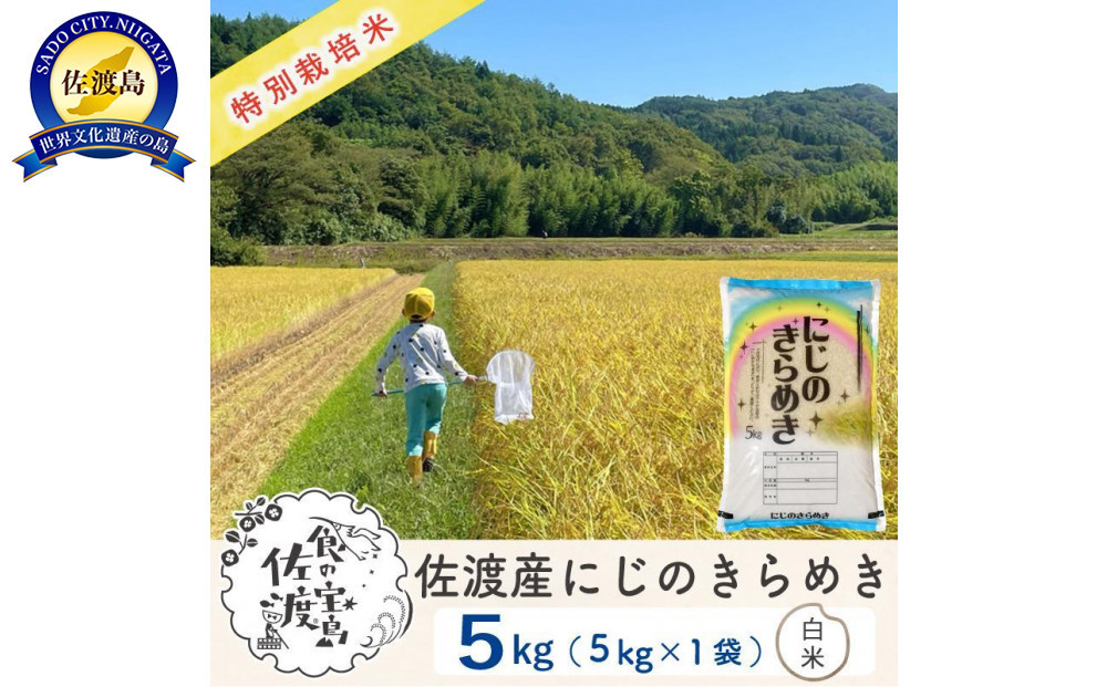 佐渡島産にじのきらめき&nbsp;白米5Kg&nbsp;令和7年&nbsp;特別栽培米&nbsp;農家直送