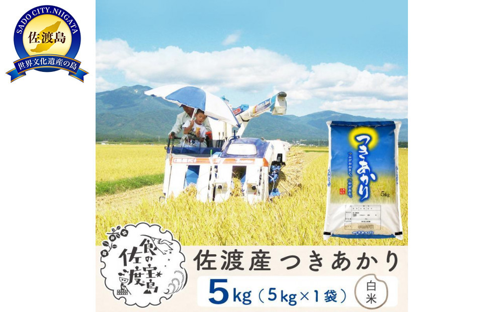 佐渡島産つきあかり&nbsp;白米5Kg&nbsp;令和7年&nbsp;～農薬5割減～農家直送