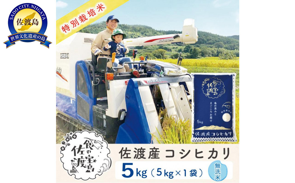 佐渡島産コシヒカリ&nbsp;無洗米5kg&nbsp;特別栽培米&nbsp;農家直送
