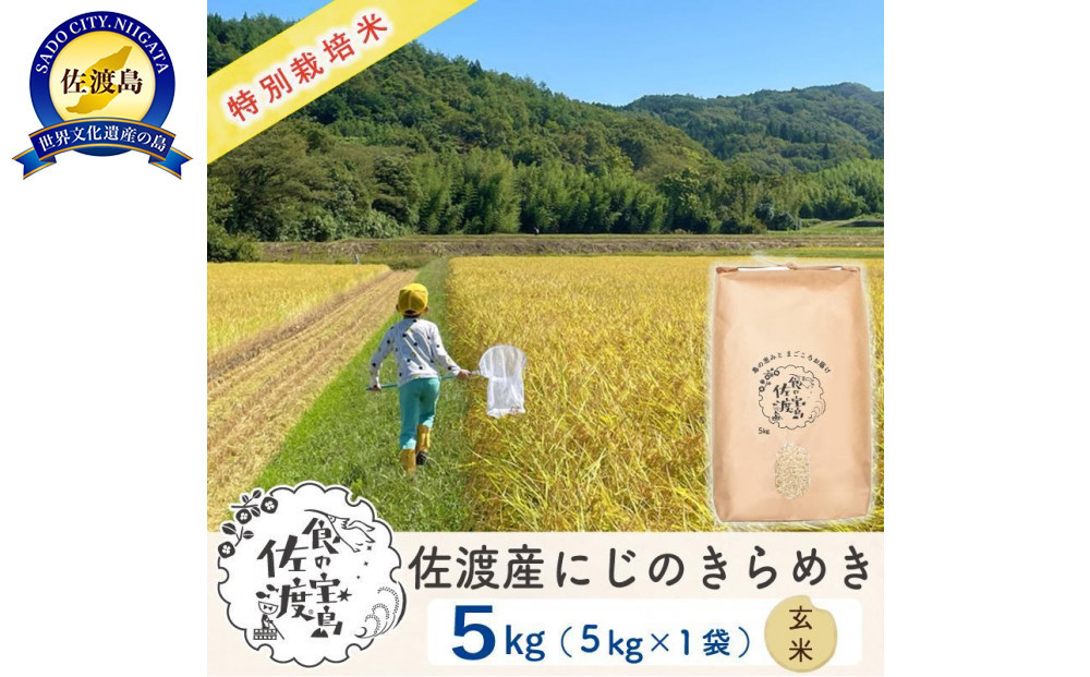 佐渡島産にじのきらめき&nbsp;玄米5Kg&nbsp;令和7年&nbsp;特別栽培米&nbsp;農家直送