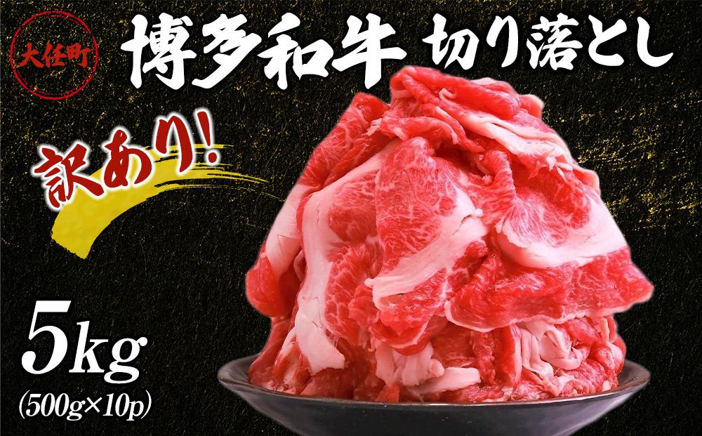 訳あり！博多和牛切り落とし　5kg(500ｇ×10ｐ）【牛肉 肉 博多和牛 和牛 切り落とし 5kg 国産 福岡 九州 博多 送料無料 福岡県 大任町 AN033】