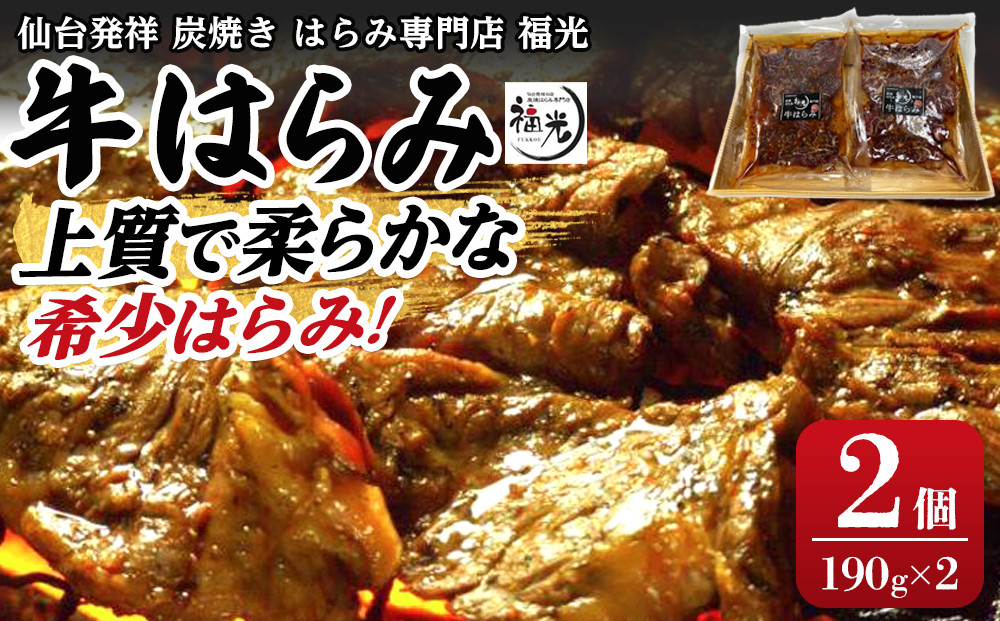 仙台発祥炭焼きはらみ専門店　福光の牛はらみ190g×2個　【お肉 牛肉 上質 希少柔らか お肉 にく 食品 仙台 人気 おすすめ  ギフト】