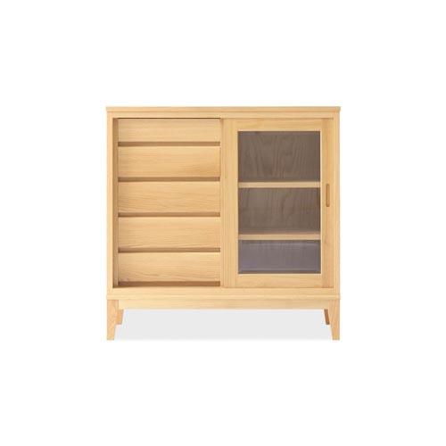 旭川家具 MUKU工房オリジナル ムク キャビネット ナラ 【 国産 無垢