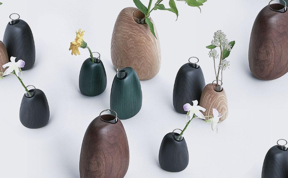 Mango vase - regular dark gray/SASAKI【旭川クラフト(木製品