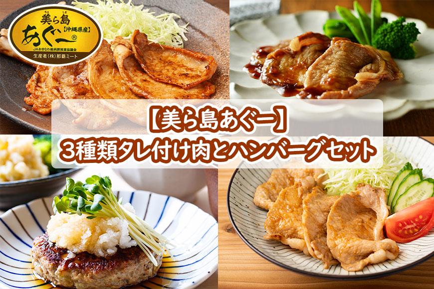 【美ら島あぐ～】3種類タレ付け肉とハンバーグセット | 個別包装 小分け 冷凍ハンバーグ 簡単調理 温めるだけ 豚バラ 西京漬け 豚ロース 塩麹