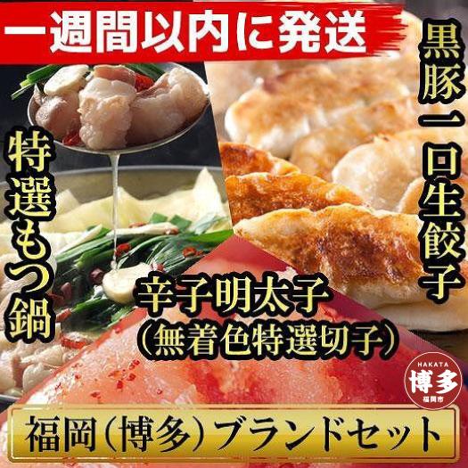 博多ブランド堪能セット　もつ鍋2.5人前（醤油味）・辛子明太子 450g（150g×3パック）・博多黒豚餃子75個（25個×3パック）【1週間以内に発送！】