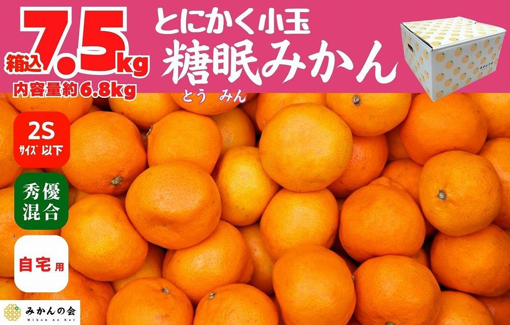 熟成 みかん とにかく 小玉 箱込7.5kg ( 内容量 6.8kg ) 2Sサイズ以下 秀品 優品 混合 有田みかん 和歌山産 産地直送 家庭用 【みかんの会】