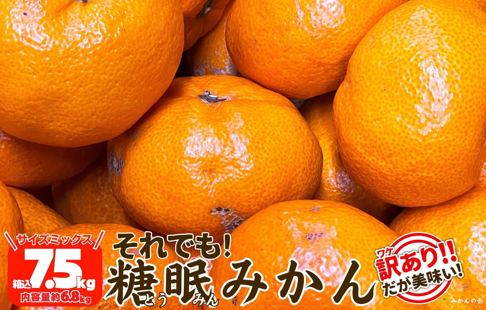 ［先行予約］訳あり それでも 熟成みかん 箱込7.5kg ( 内容量 6.8kg ) サイズミックス Ｂ品 有田みかん 和歌山県産 産地直送 家庭用 【みかんの会】