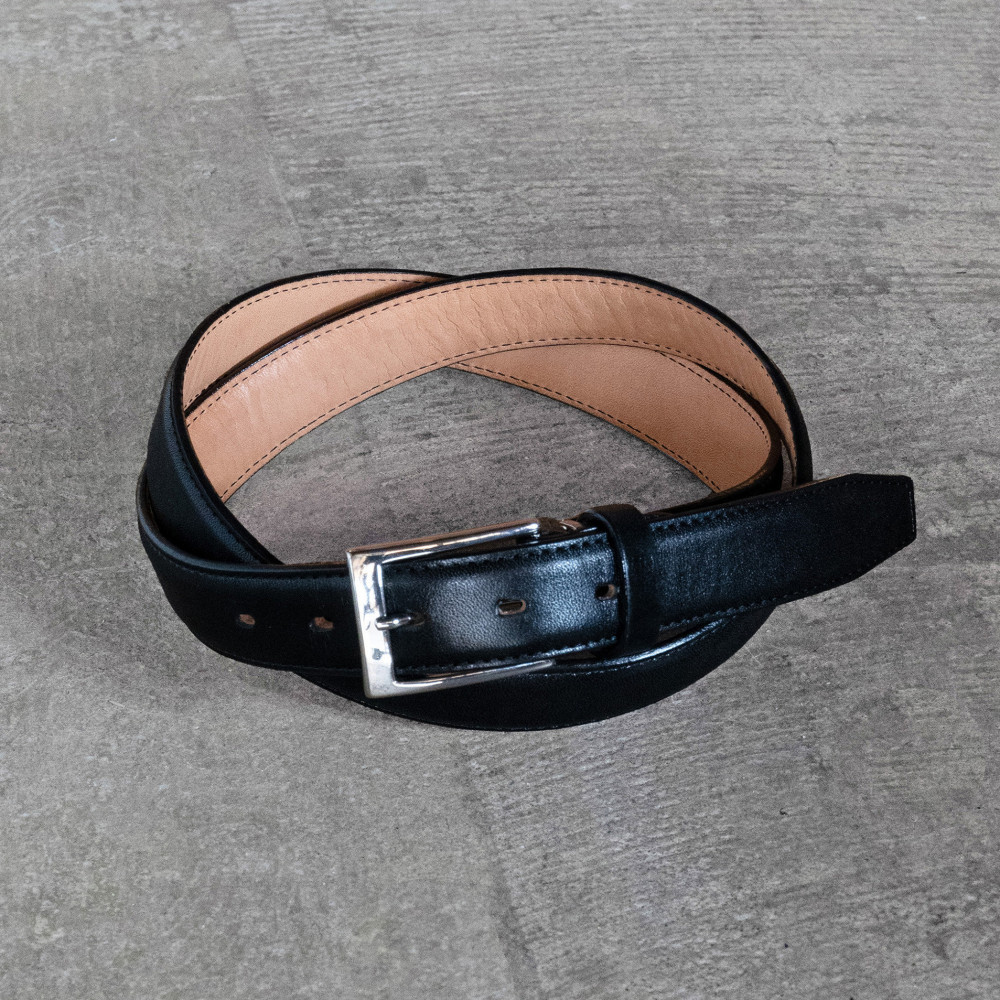 栃木レザー使用｜希少ハーネスレザーの贅沢ビジネスベルト｜Business&nbsp;belt｜ブラック｜minca（全3色）