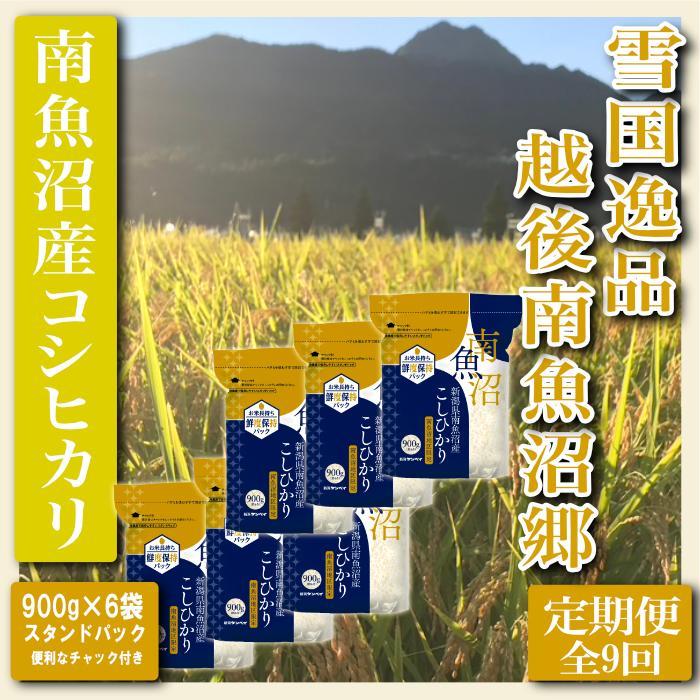 【定期便 全9回 精米900ｇ×６袋】スタンドパック●雪国逸品 越後南魚沼郷 南魚沼産コシヒカリ