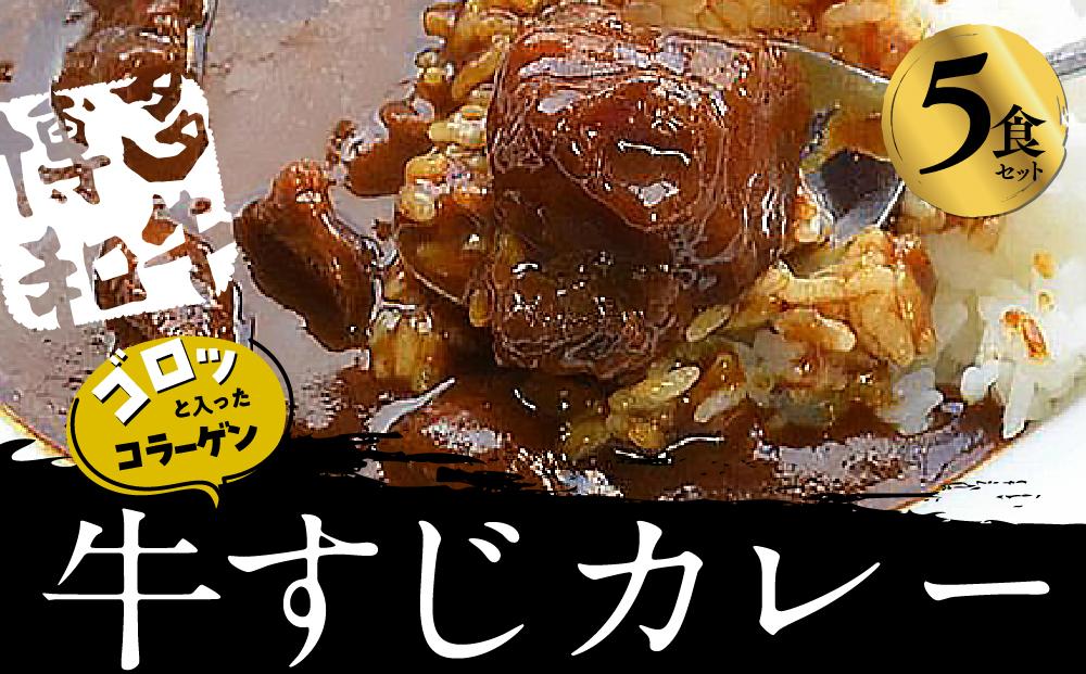 ゴロッ!と入ったコラーゲン博多和牛すじカレー5食セット(筑前町)【カレー かれー レトルト 牛すじ 博多和牛 本格 本格派 コラーゲン 食品 加工品 福岡県 筑前町 CA043 】