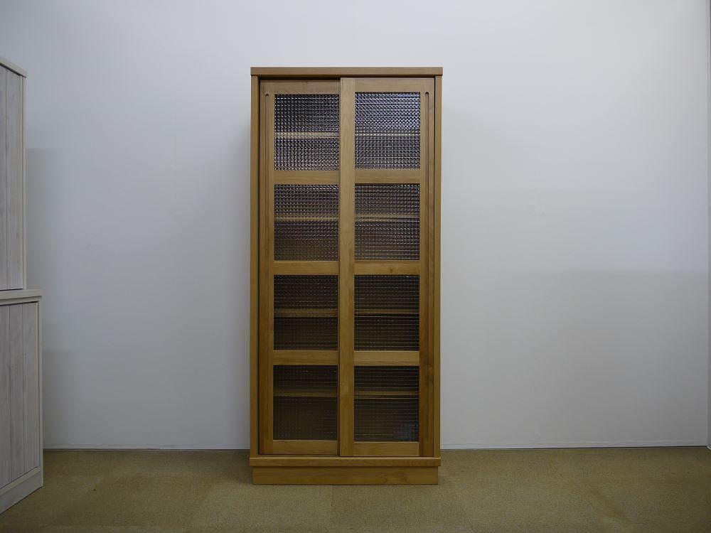 80&nbsp;カップボード&nbsp;ハッピー&nbsp;全ガラス＜WH色＞