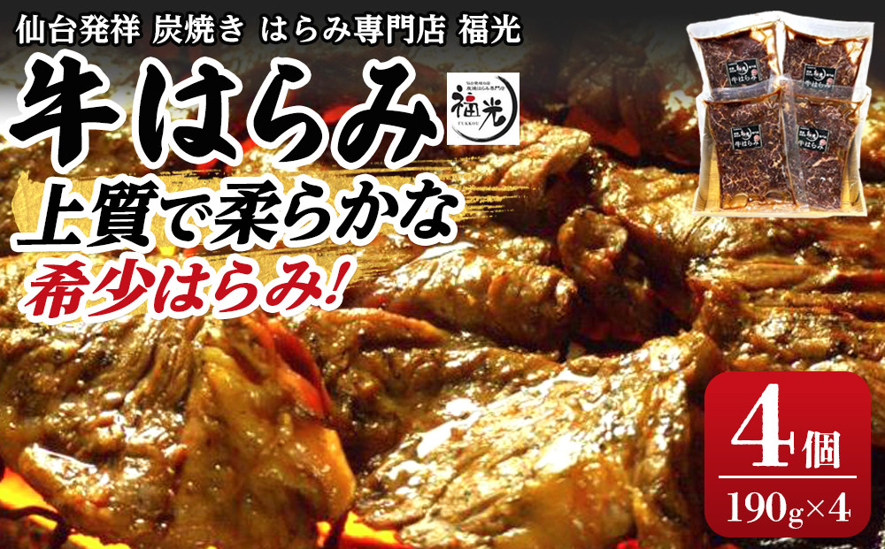 仙台発祥炭焼きはらみ専門店　福光の牛はらみ190g×4個　【お肉 牛肉 上質 希少柔らか お肉 にく 食品 仙台 人気 おすすめ  ギフト】