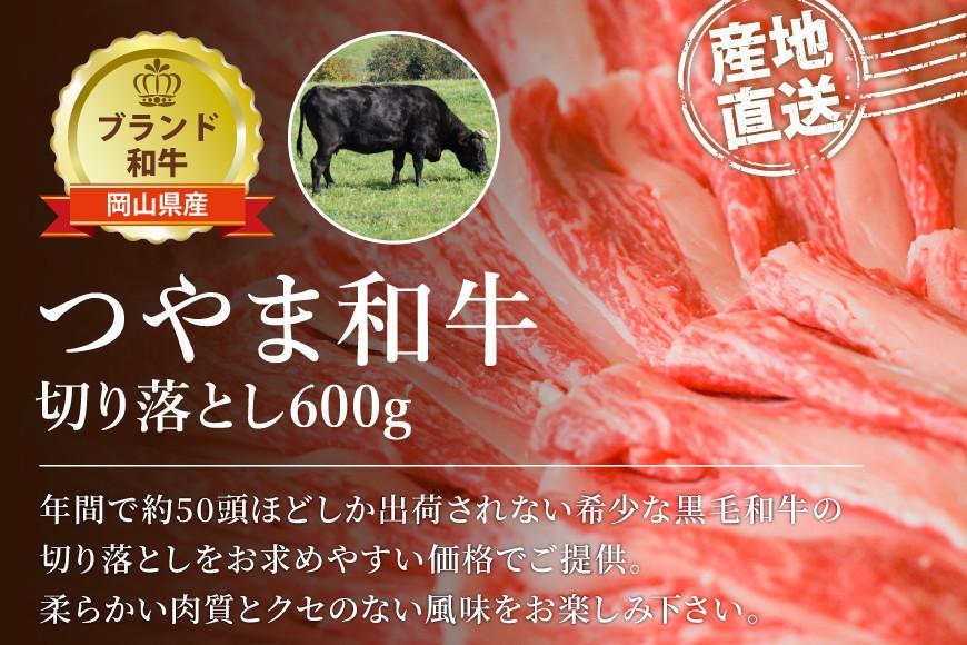 HN15【岡山県産黒毛和牛】つやま和牛切り落とし600g【岡山県産 黒毛和牛 和牛 つやま和牛 津山 つやま 600g 産地直送 岡山県 倉敷市 おすすめ 人気】