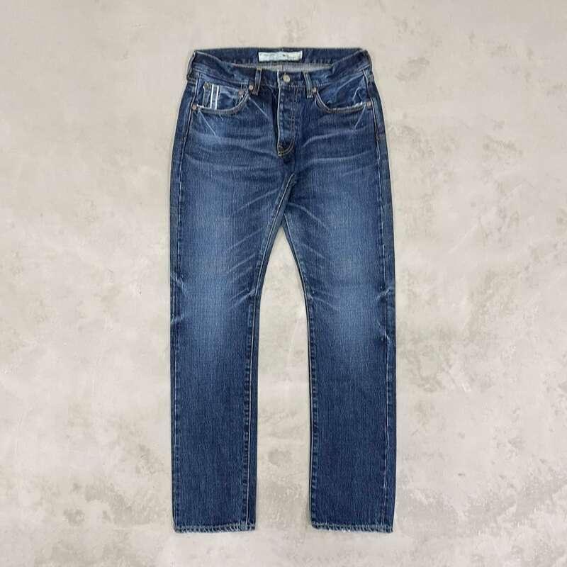 CK80【岡山デニム】USED加工ジーンズ［INDIGO・タイトストレート］／28インチ