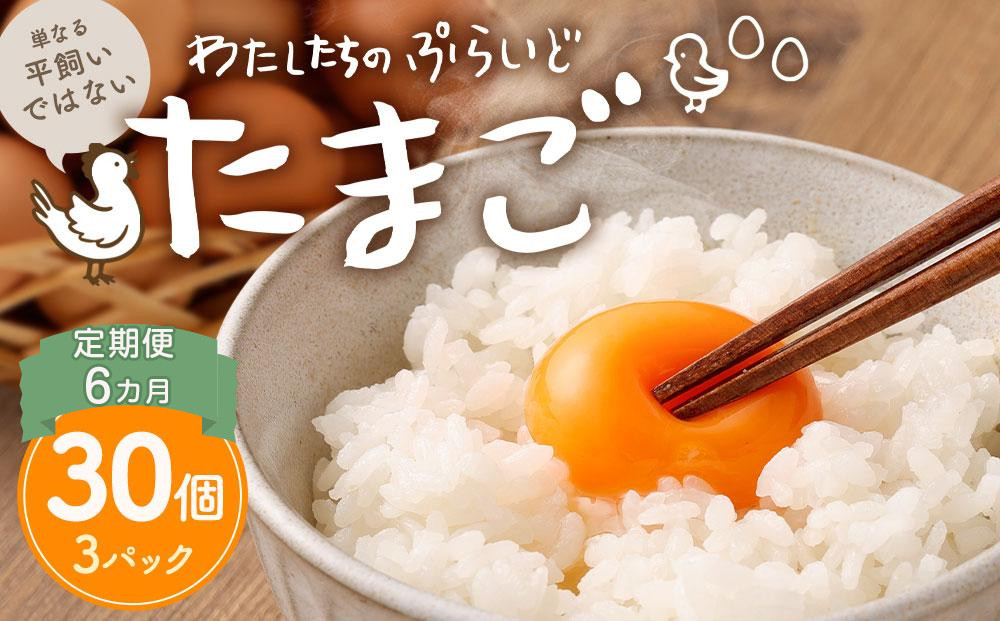 【定期便：6か月】【食べチョクアワード2025&nbsp;畜産部門&nbsp;1位の日本一のたまご】単なる平飼いではない究極の卵『わたしたちのぷらいどたまご』3パック（30個）セット