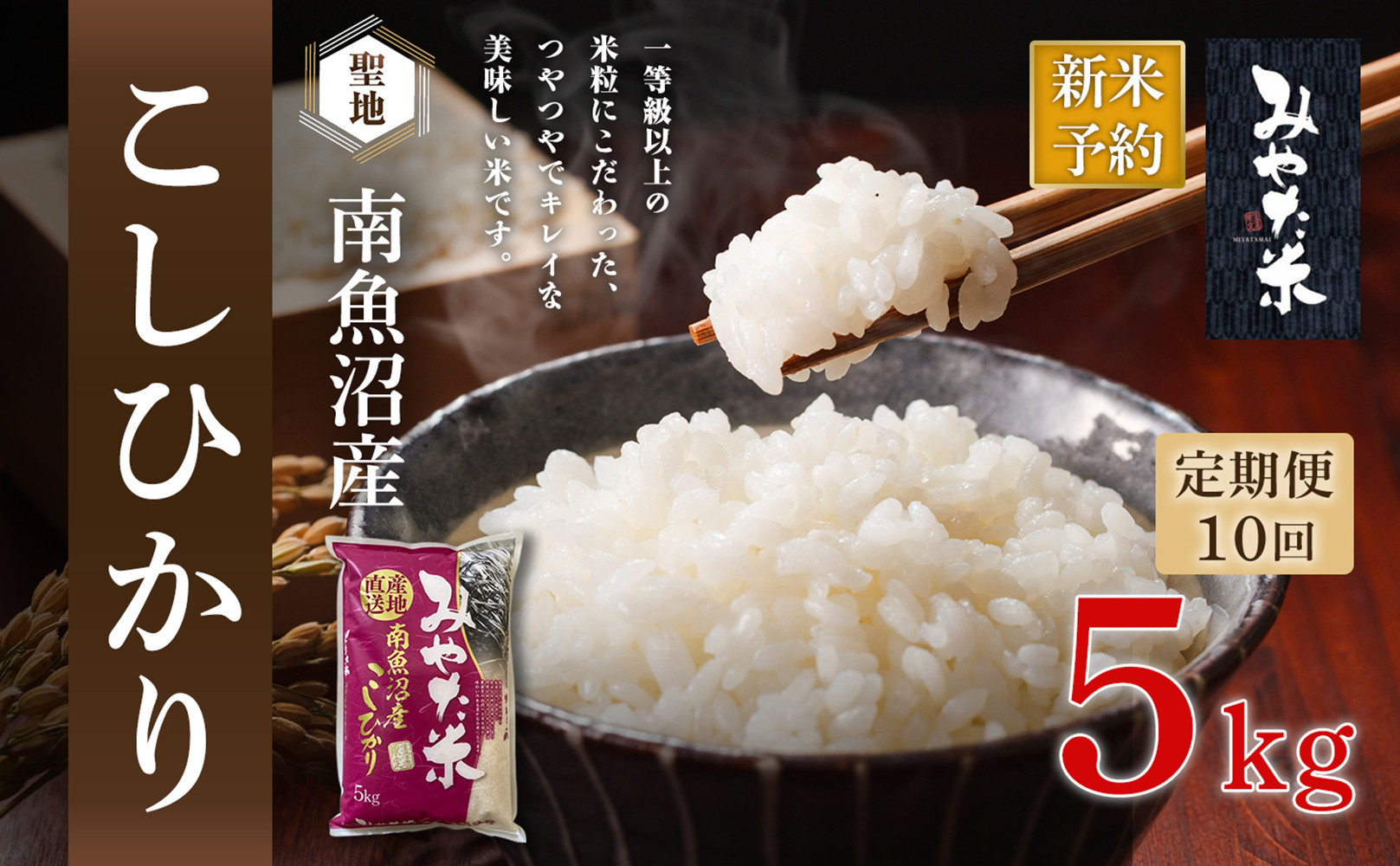 【令和7年産】【定期便10ヶ月】南魚沼産こしひかり　みやた米5kg