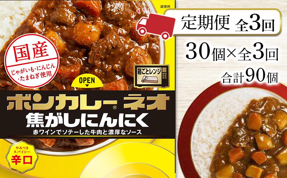 【定期便 全3回】ボンカレーネオ 焦がしにんにく やみつきスパイシー(辛口)　30個×3回　計90個