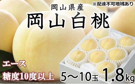 桃 2024年 先行予約 岡山 白桃 エース 5～10玉 約1.8kg JAおかやまのもも（早生種・中生種） もも モモ 岡山県産 国産 フルーツ 果物 ギフト