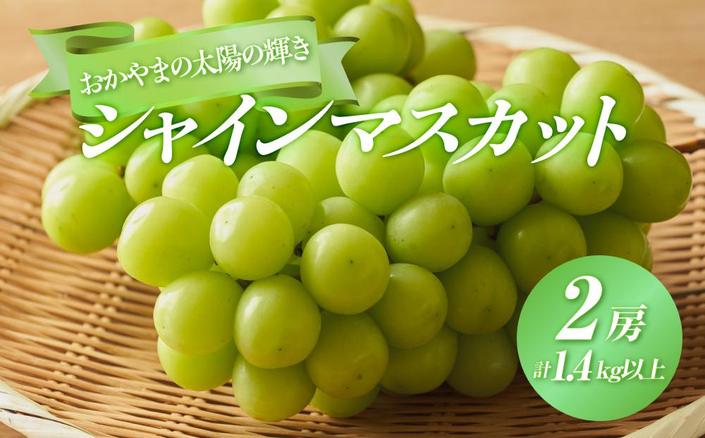 ぶどう&nbsp;2025年&nbsp;&nbsp;おかやまの太陽の輝き&nbsp;シャイン&nbsp;マスカット&nbsp;2房&nbsp;合計1.4kg以上&nbsp;マスカット&nbsp;ブドウ&nbsp;葡萄&nbsp;&nbsp;岡山県産&nbsp;国産&nbsp;フルーツ&nbsp;果物&nbsp;ギフト