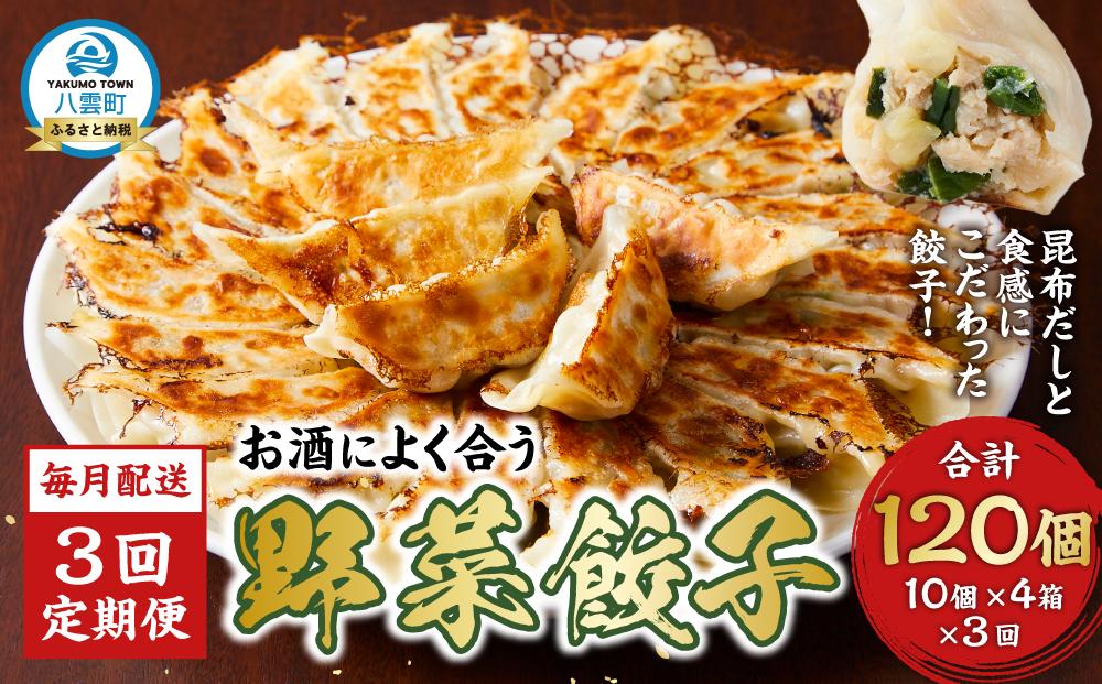 【食感と昆布だしにこだわり】 【3回定期便】お酒によく合う野菜餃子40個(10個×4箱)【 餃子 加工品 冷凍 おつまみ つまみ 定期便 食品 グルメ お取り寄せ お取り寄せグルメ 八雲町 北海道 】