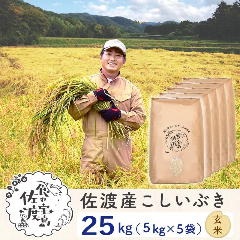 佐渡島産 こしいぶき 玄米25kg(5kg×5袋）【令和5年産】～農薬5割減～