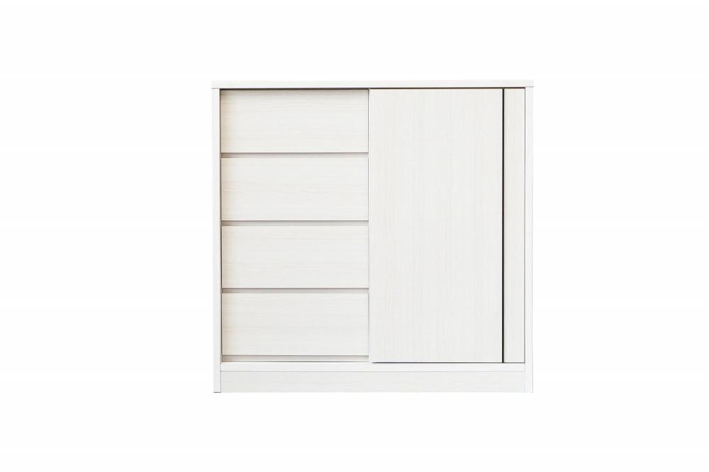 カウンター&nbsp;薄型&nbsp;幅90cm&nbsp;スライド扉&nbsp;引出し収納&nbsp;収納棚&nbsp;奥浅&nbsp;カウンター収納&nbsp;木製家具&nbsp;大川家具【ホワイト】