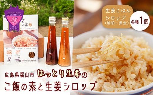 ＼寄附額改定／　福山産 厳選素材の「生姜ごはんの素×1袋」＆「ジンジャーシロップ200ml×2本」【詰合せ ごはんの素 生姜ごはん 生姜 シロップ お弁当 広島県 福山市】