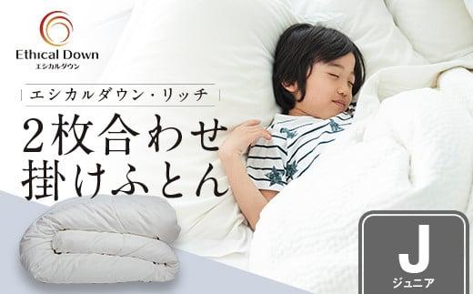 季節や体調に合わせ１年中使い分けできる２枚合わせ人工 羽毛布団・エシカルダウンリッチ2枚合せ掛け（J）【アレルギー対策 人工羽毛 布団 アニマルフリー 日本製 羽毛ふとん ふとん 掛布団 オールシーズン 軽い 寝具 広島県 福山市】