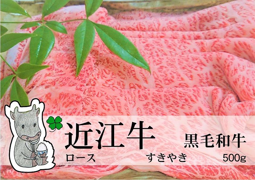 日時指定可能 実生庵の黒毛和牛 近江牛 【上霜】 ロース すきやき用 500g 冷凍 #41