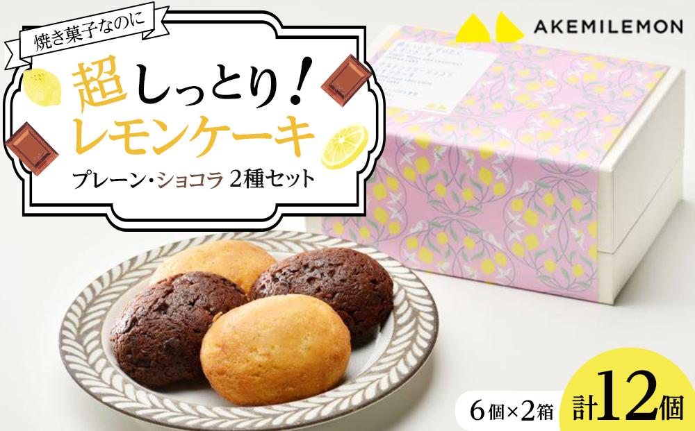 焼き菓子なのに超しっとり　レモンケーキ2種（プレーン・ショコラ）セット 12個（6個×2箱）