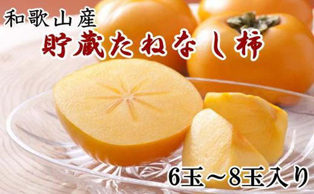 和歌山産貯蔵たねなし柿化粧箱入り（6玉～8玉入り）★2024年12月中旬頃より順次発送【TM124】