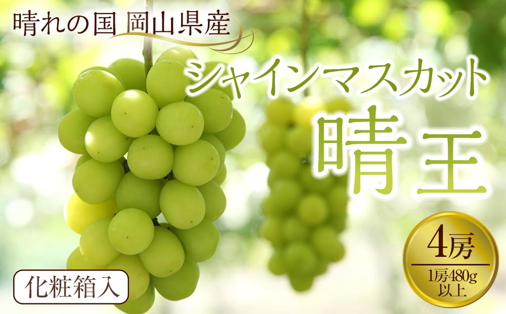 ぶどう 2025年先行予約 岡山県産 シャインマスカット『晴王』4房(1房480g以上)