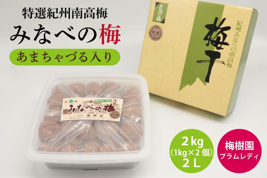 【特選】みなべの梅(あまちゃづる) 2kg 2L（1kg×2個） B-033