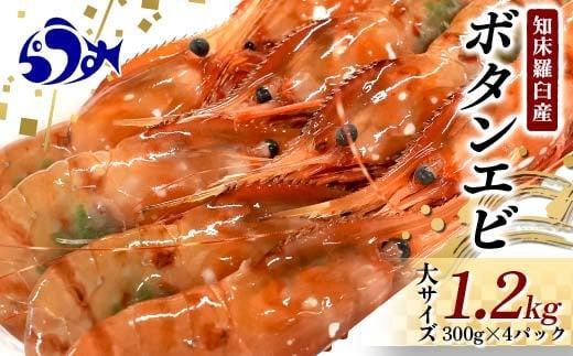 北海道産 知床羅臼産ボタンエビ 大サイズ1.2kg（300g×4パック） ぼたんえび ぼたん海老 魚介類 北海道 魚介 海産物 冷凍 刺身 海鮮丼 生産者 支援 応援