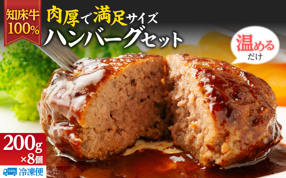 知床牛100%ハンバーグステーキセット&nbsp;8個入り&nbsp;&nbsp;北海道&nbsp;道産牛&nbsp;牛肉&nbsp;冷凍&nbsp;簡単調理&nbsp;ボイル&nbsp;湯煎&nbsp;レトルト&nbsp;お弁当&nbsp;おかず&nbsp;温めるだけ&nbsp;生産者&nbsp;支援&nbsp;応援