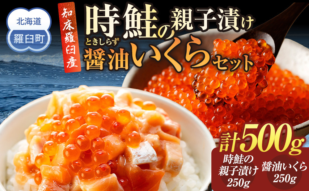 北海道 知床羅臼産 時鮭（ときしらず）の親子漬け・醤油いくらセット（計500g） 生産者 支援 応援
