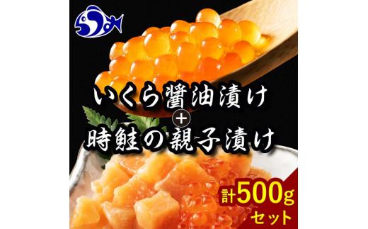 【2024年7月発送】知床羅臼産 時鮭（ときしらず）の親子漬け・醤油いくらセット（計500g）イクラ しょうゆ漬け 秋サケ さけ 海鮮 魚介 北海道 詰め合わせ 生産者 支援 応援