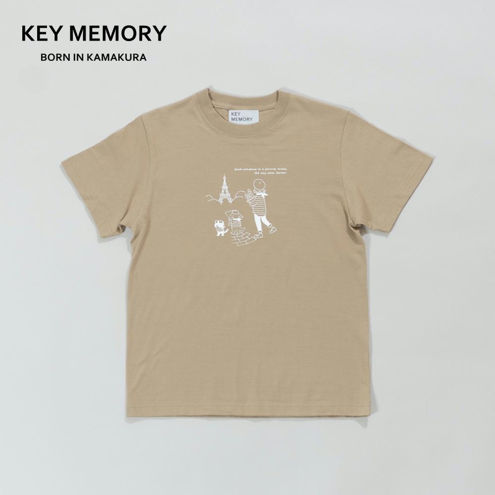 《3》【KEYMEMORY 鎌倉】トラベルイラストTシャツ BEIGE