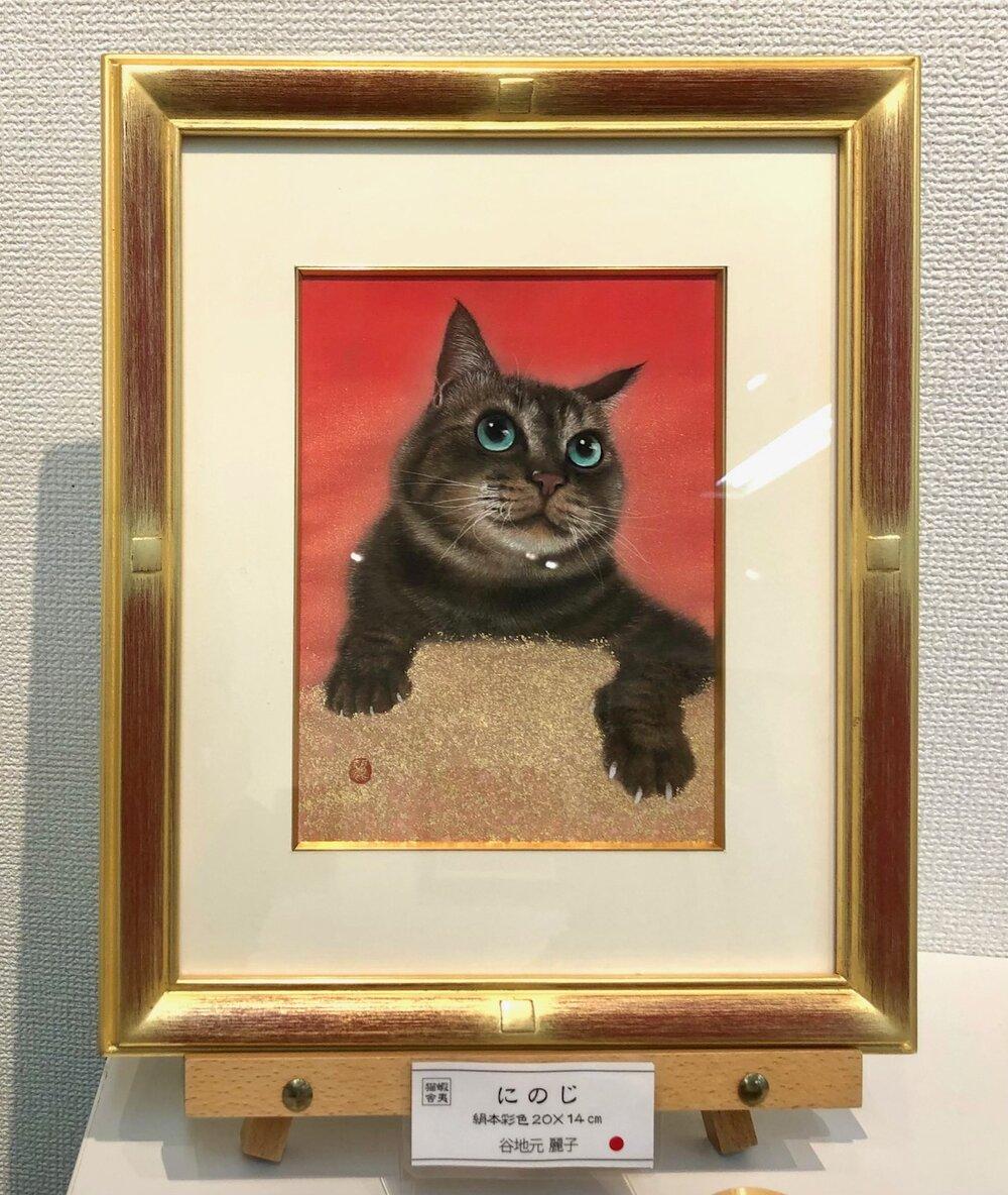 猫の肖像画　日本画（F0号またはSM）