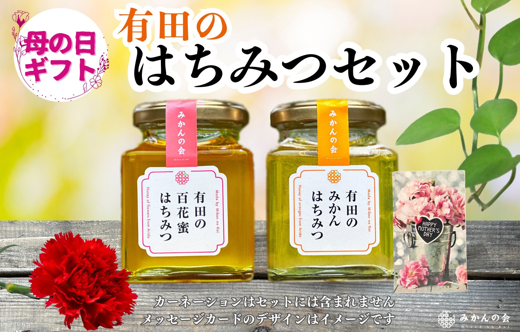 【母の日ギフト】有田のはちみつセット（みかん蜂蜜210g&nbsp;百花蜂蜜210g&nbsp;各1本）和歌山県産&nbsp;産地直送【みかんの会】