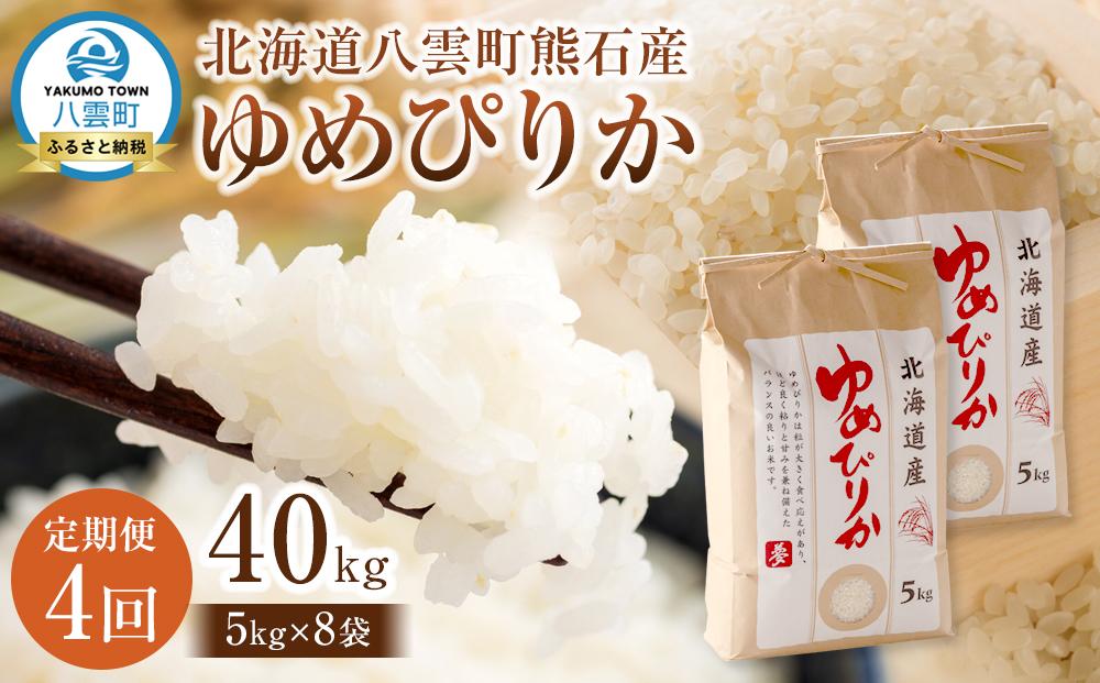 【先行受付】【4回定期便】北海道八雲町熊石産 ゆめぴりか(精白米) 10kg(5kg×2袋)　(令和7年産)【 米 お米 新米 ゆめぴりか 精白米 定期便 5kg×2袋 10kg 食品 グルメ お取り寄せ お取り寄せグルメ  八雲町 北海道 】