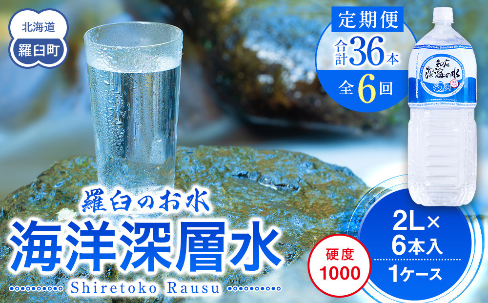 年6回！北海道 羅臼（らうす）のお水 海洋深層水2L×6本定期便  知床 世界自然遺産 国産 備蓄 常備水 ペットボトル ミネラル 清涼飲料水 生産者 支援 応