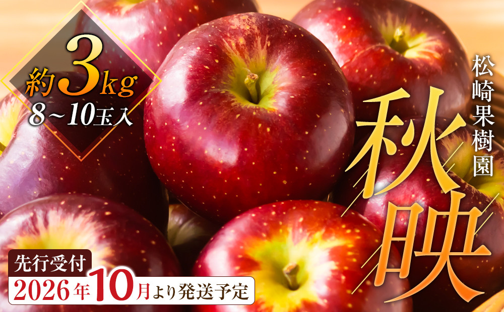 【2026年発送／先行予約】「秋映」約3kg（8～10玉）【松崎果樹園】