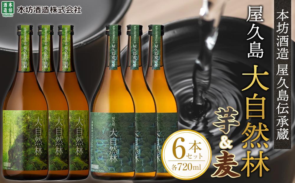 屋久島 大自然林 芋・麦 720ml 各3本 計6本＜本坊酒造 屋久島伝承蔵＞