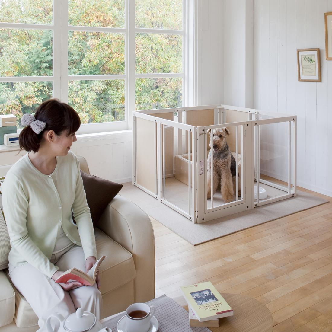 ペット用木製サークル『ペットサークル F 80 XL アクリル（ホワイト色